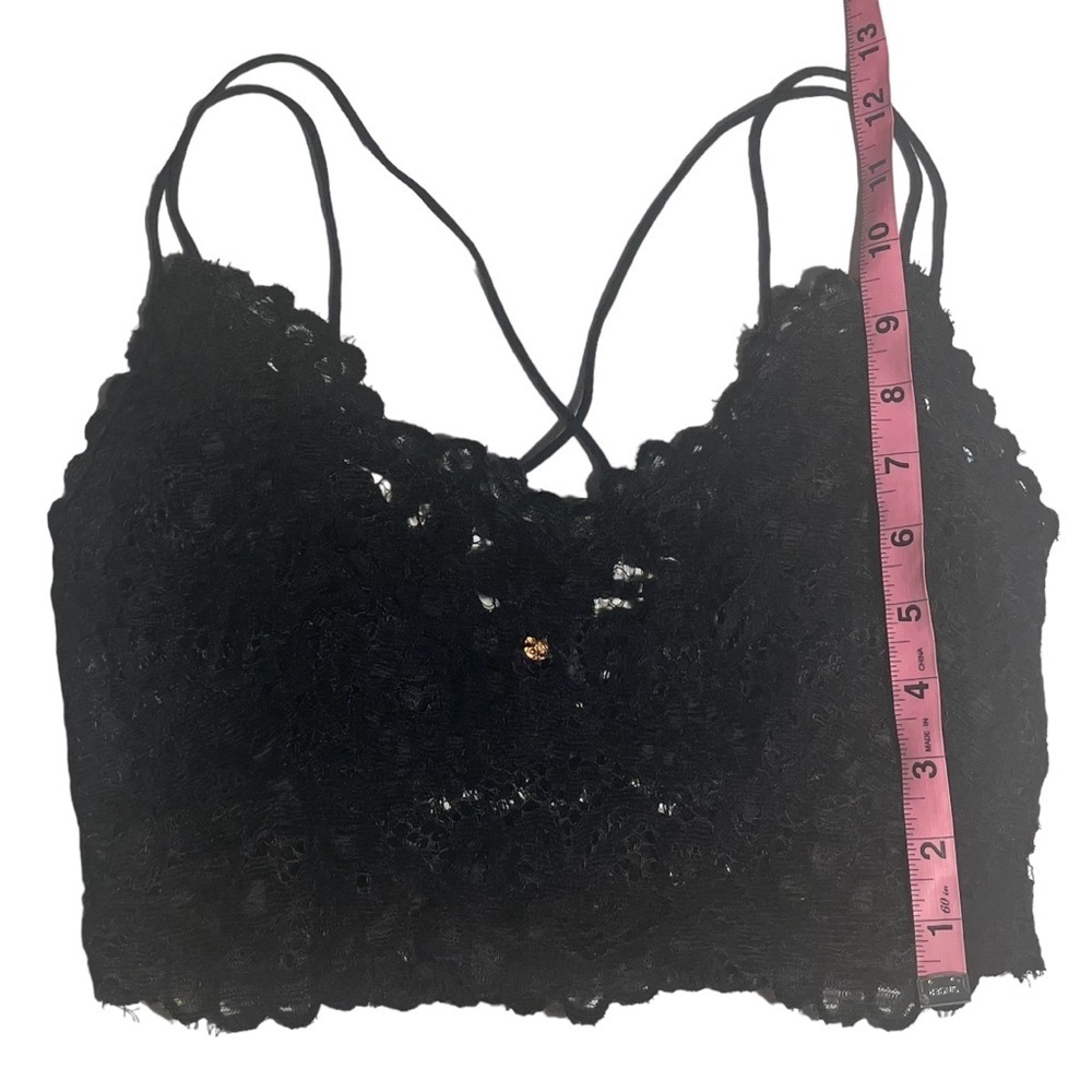 Free People Celine Black Velour Lace Bralette size Small NWT - Picture 5 of 12